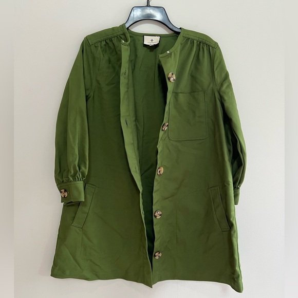 Tuckernuck Dark Green Blake Button Up Boxy Mini Dress, XS - Picture 4 of 10